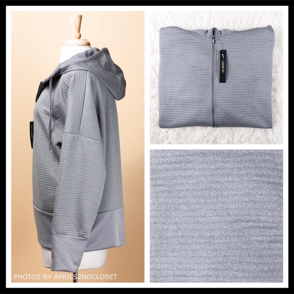 NIKE GREY HOODIE ZIP UP FRONT HOODED JACKET A2C - Picture 6 of 8